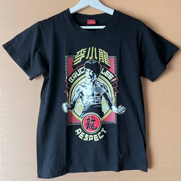 BRUCE LEE "Respect" Black Tee Great graphics Size US L - Picture 1 of 4